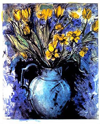 Dine BLUE VASE, YELLOW FLOWERS